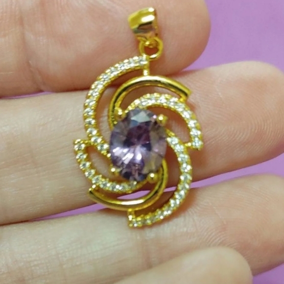 Jewelry - New amethyst cz 18kt gold filled pendant